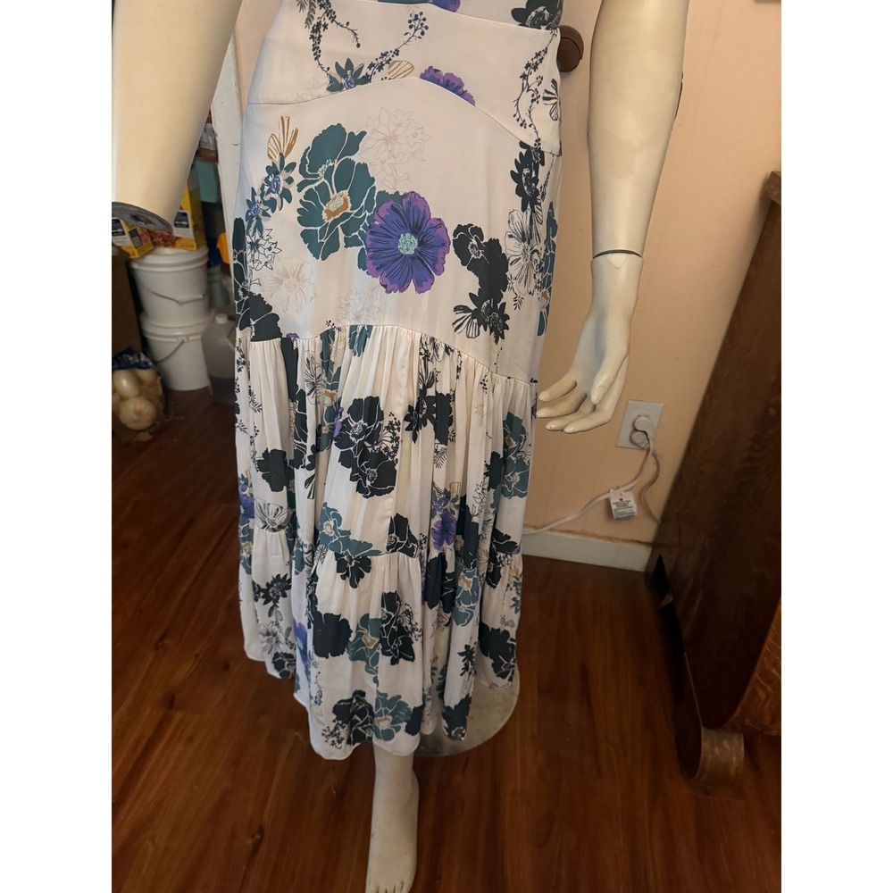 Free People Sure Thing Floral Tiered Maxi Dress Size 6 Pastel Pink Boho - Picture 14 of 15
